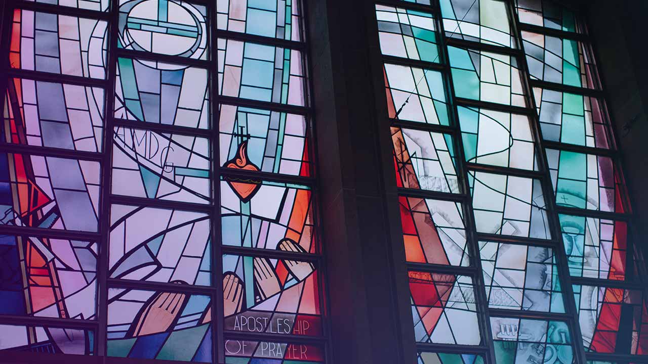 stain glass window at private christian college