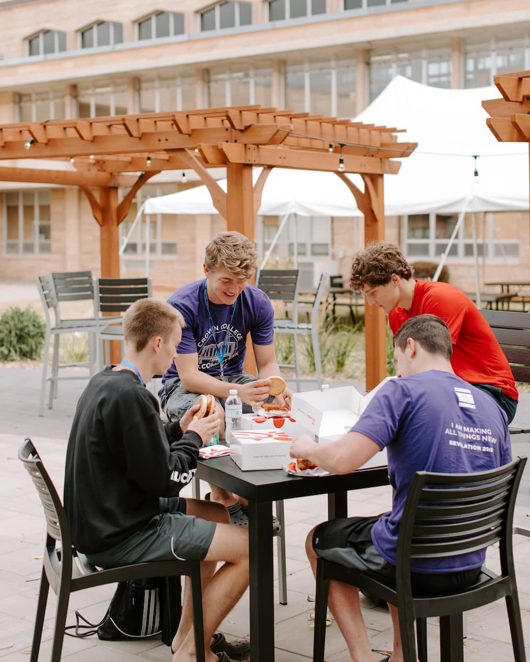 Students enjoying patio