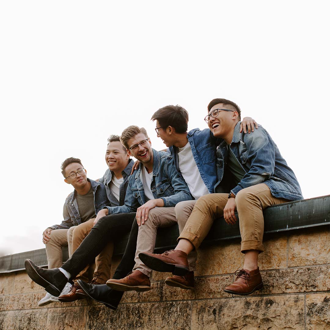students hanging out in crown college